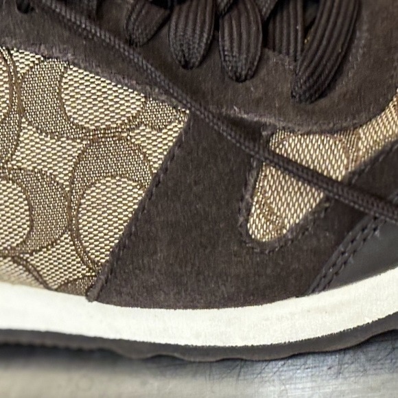 New Coach Women’s Signature Jacquard Leather Suede Designer Running Sneakers - Picture 9 of 13